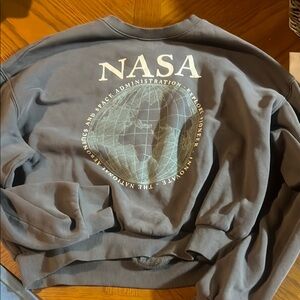 Gray Crewneck Sweater with NASA Logo
